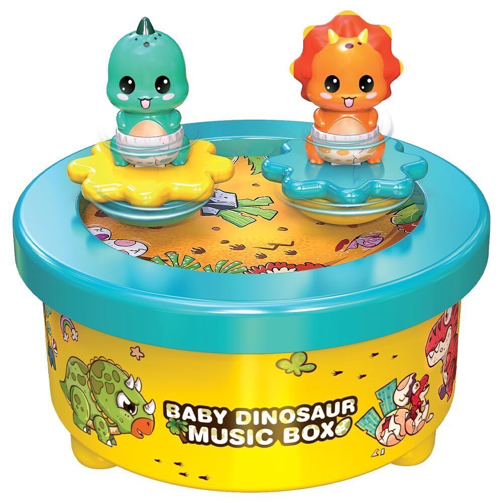 8262 Dinosaur Music Box – Wind-Up Rotating Baby Dinosaur Carousel with “You